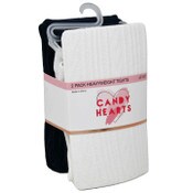Wholesale - 2pk GIRLS HEART CABLE & SOLID HWT FOOTED TIGHTS SIZE 4-6 C/P 24, UPC: 193159289096